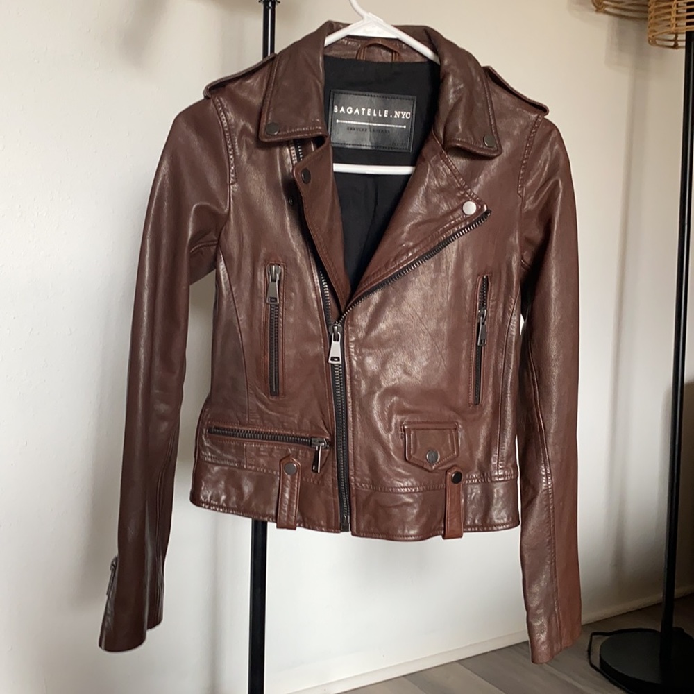 Genuine leather moto jacket